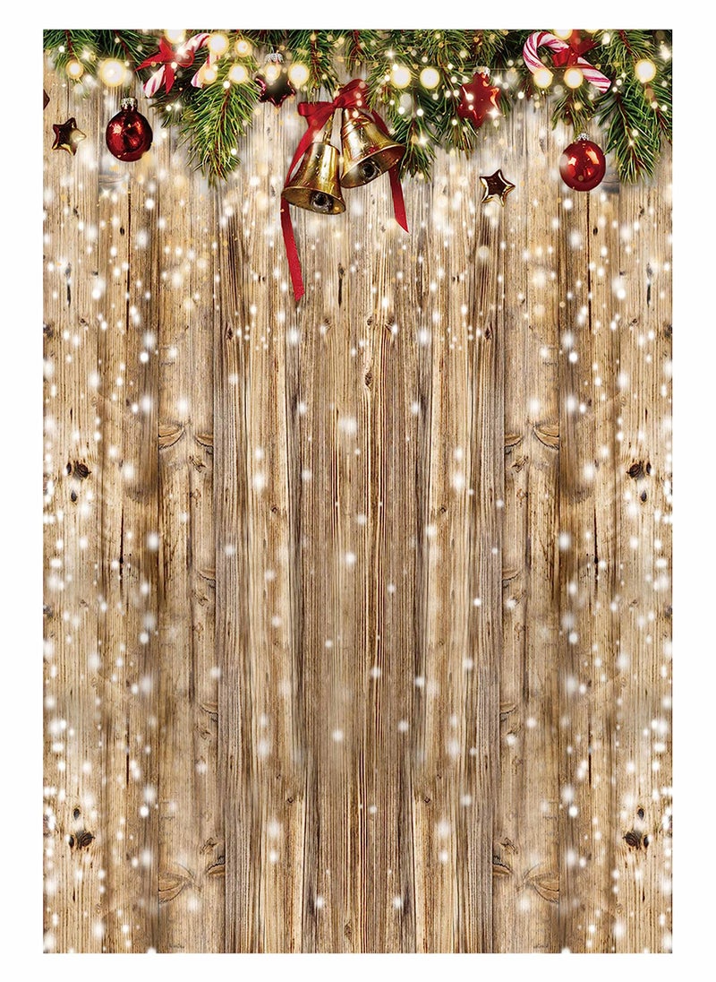 Funnytree 5x7ft Christmas Wooden Wall Photography Backdrop Glitter Bokeh Snow Winter Merry Xmas Party Background Rustic Wood Baby Shower Kids Birthday Portrait Banner Decor Photo Booth Studio