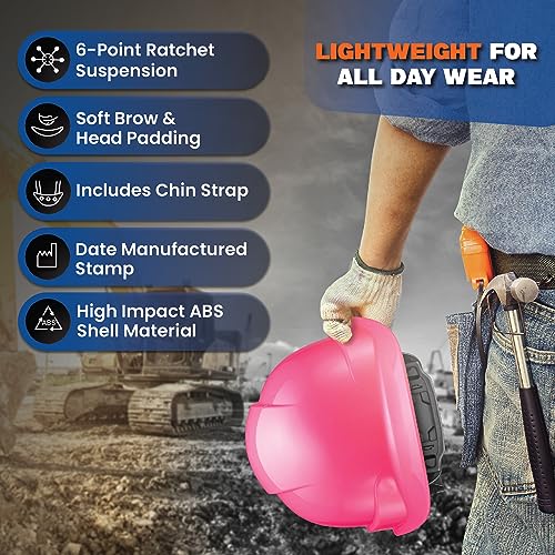 Acerpal Updated Cap Hard Hat, Pink, Padded, OSHA Construction Safety Approved Hardhats, Hard Hats for Men, Cascos De Construccion Helmet. - Image 3
