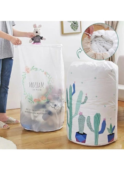 Multi-use storage organizer for storing quilts, toys, and clothes with a portable drawstring, multi-colored, 85*45 cm