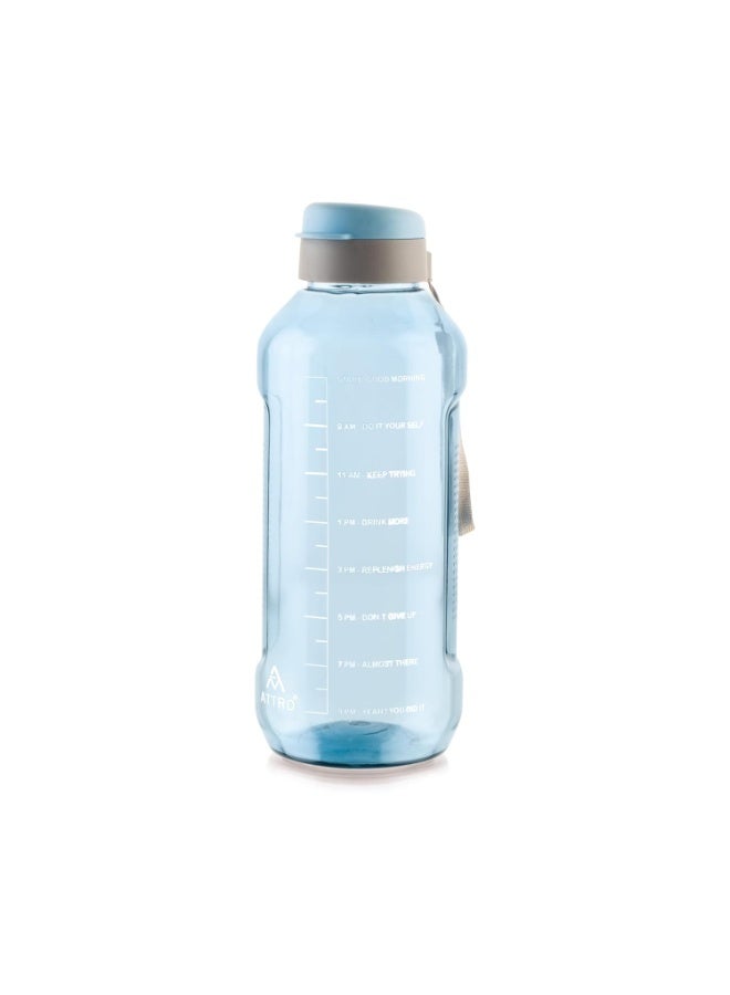 ATTRO Ultra Pro 2 Motivational 2L BPA-Free Water Bottle with Leak-Proof Flip-Top Cap, Nylon Strap and Stylish Blue Color for Daily Hydration, Plastic - Image 4