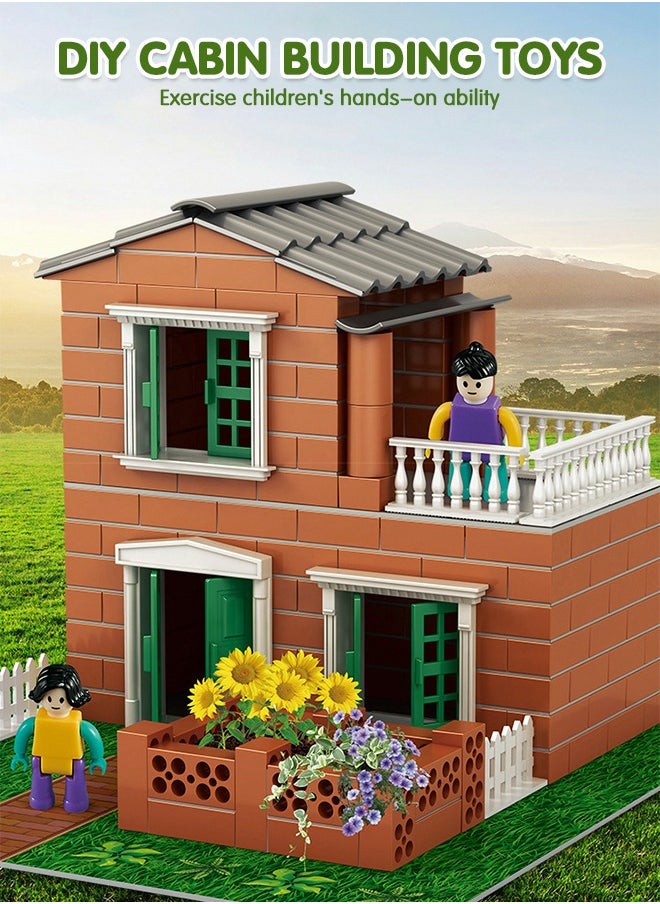 GROIC Building Kit for Kids,DIY Villa Building Set with Simulated Brick,Pretend Architect Construction Toy,Mini Garden Accessories,STEM Building Toy  - Image 3