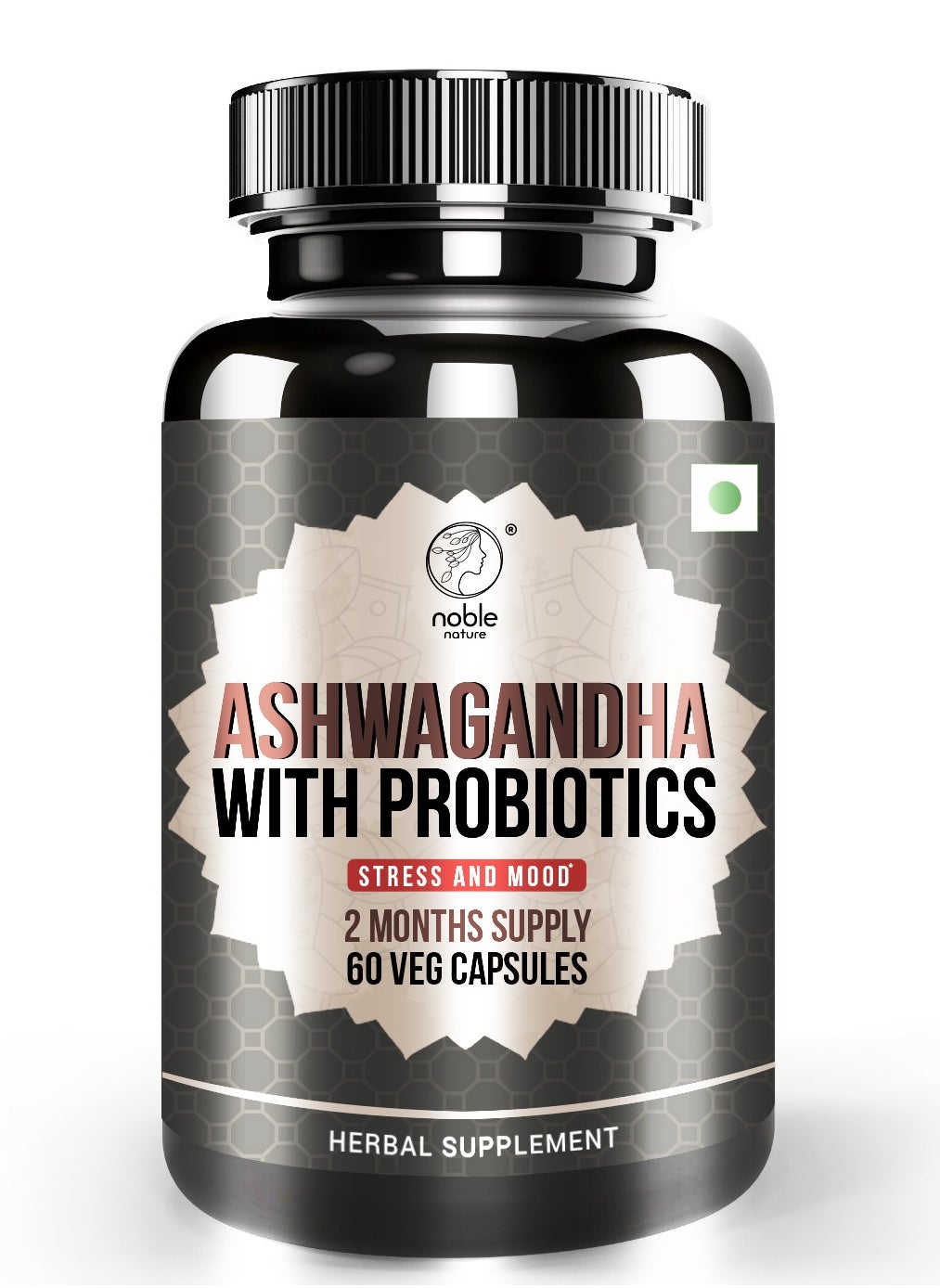 Ashwagandha with Probiotics - Stress & Mood Support Supplement - 2 Month Supply, 60 Veg Capsules 