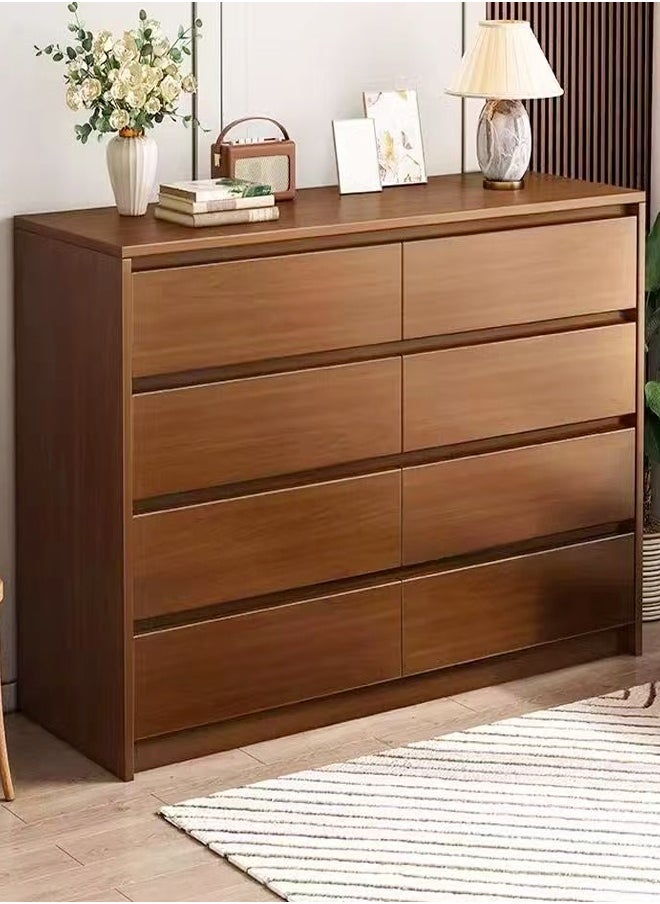 Multipurpose Use Modern Style Invisible Handle Design Wooden Chest of 8 Drawers Ample Storage Rack Display Rack Table TV Stand Sofa Side Table Console Table for Bedroom Living Room Home Furniture 90x40x104 cm