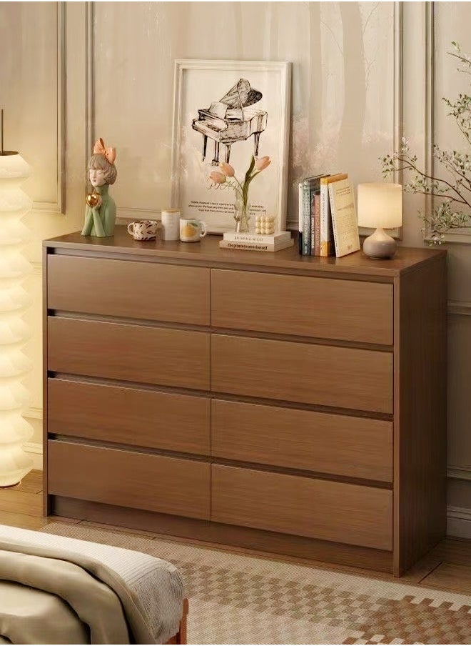 Multipurpose Use Modern Style Invisible Handle Design Wooden Chest of 8 Drawers Ample Storage Rack Display Rack Table TV Stand Sofa Side Table Console Table for Bedroom Living Room Home Furniture 90x40x104 cm