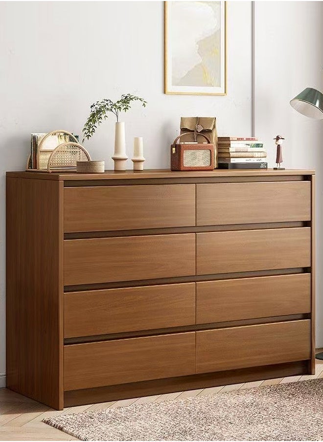Multipurpose Use Modern Style Invisible Handle Design Wooden Chest of 8 Drawers Ample Storage Rack Display Rack Table TV Stand Sofa Side Table Console Table for Bedroom Living Room Home Furniture 90x40x104 cm