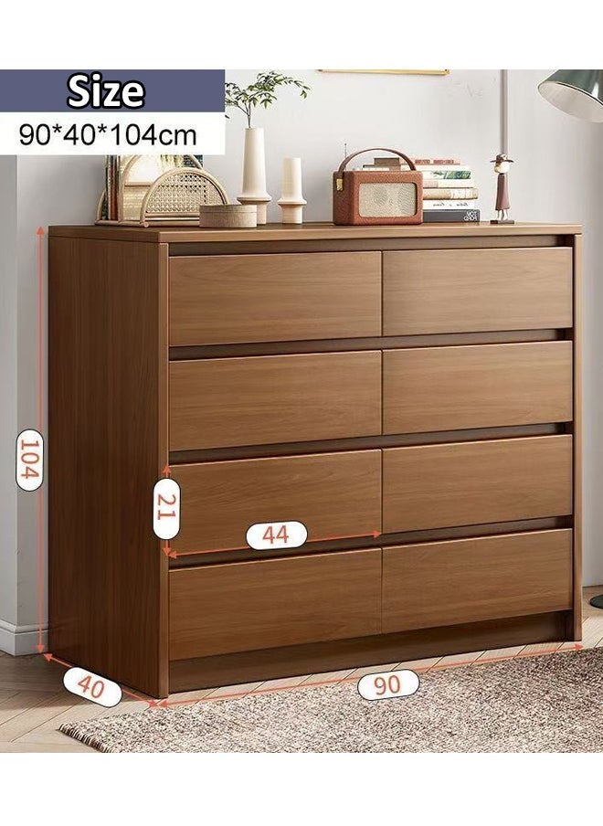Multipurpose Use Modern Style Invisible Handle Design Wooden Chest of 8 Drawers Ample Storage Rack Display Rack Table TV Stand Sofa Side Table Console Table for Bedroom Living Room Home Furniture 90x40x104 cm