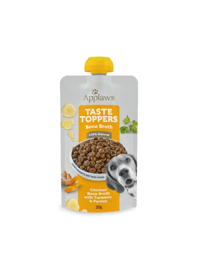 Applaws Taste Toppers Chicken Bone Broth with Turmeric & Parsley Wet Dog Food Pouch 200g - Image 1