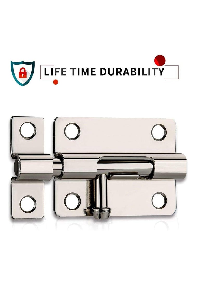 2 Packs Of Door Security Slide Latch Lock, Heavy Duty Solid Thicken Steel, Gate Barrel Bolt, Door Lock for More Security and Privacy - Image 4