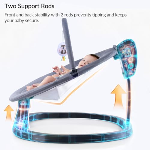 VaVaSoo 2-in-1 Electric Baby Swing, Toddler Seat up to 66 lbs, Dual-Arm Support for Enhanced Stability, 3 Swing Motions & 8 Soothing Sounds, Baby Rocking Chair with Remote,Adjustable Height, Dark Gray - Image 2