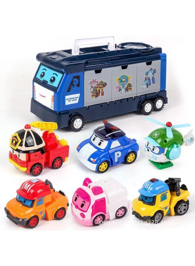Police Car Disassembly And Assembly Transformation Toy Crane Porian Barrow Hailey Toy Car Educational Robot Children's Assembly-Color:Headquarters Car-can Hold Small Cars - Image 3
