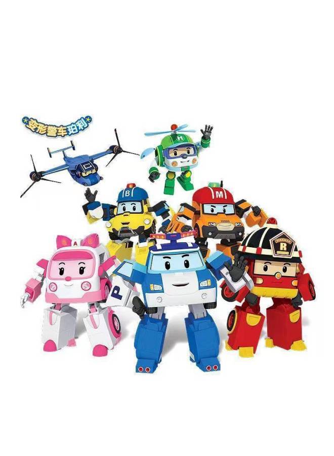 Police Car Disassembly And Assembly Transformation Toy Crane Porian Barrow Hailey Toy Car Educational Robot Children's Assembly-Color:Headquarters Car-can Hold Small Cars - Image 2