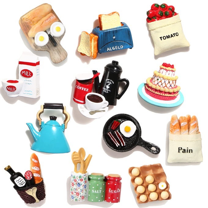 12PCS FOOD FRIDGE MAGNETS FOR FRIDGE FUN CUTE MAGNET REFRIGERATOR STICKERS FOR KITCHEN MAGNET DECORATIVE STRONG RESIN MAGNETS HOME DECOR OFFICE