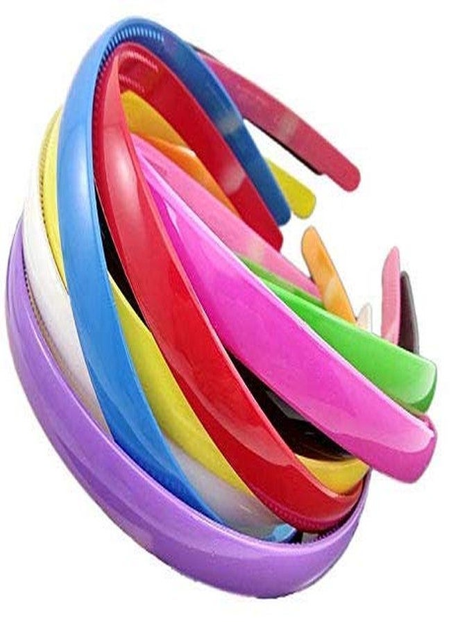 HRBS Girls Set Of 12 Multi Color Plastic Hair Bands-random multi colour (wide) - Image 3