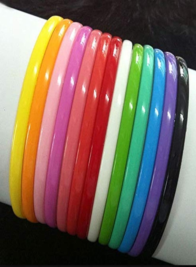 HRBS Girls Set Of 12 Multi Color Plastic Hair Bands-random multi colour (wide) - Image 4