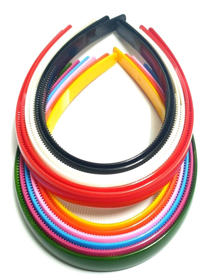 HRBS Girls Set Of 12 Multi Color Plastic Hair Bands-random multi colour (wide) - Image 1