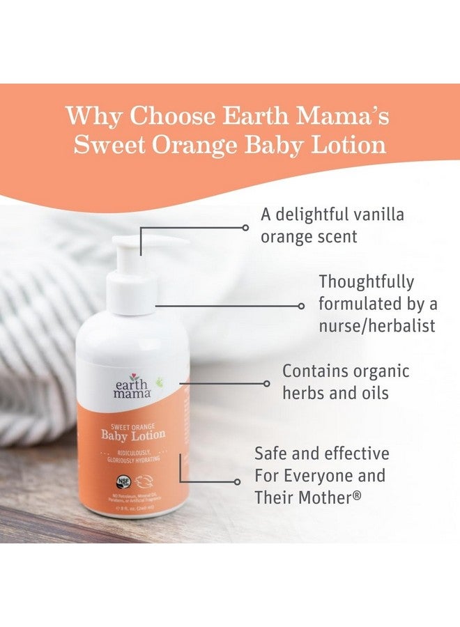 Earth Mama Earth Mama Sweet Orange Baby Lotion | Moisturizing Body Lotion for Dry Skin, Newborn Baby Lotion Sensitive Skin Care, Face Lotion for Babies & Kids with Shea Butter, Calendula & Aloe, 8 Fl Oz - Image 2