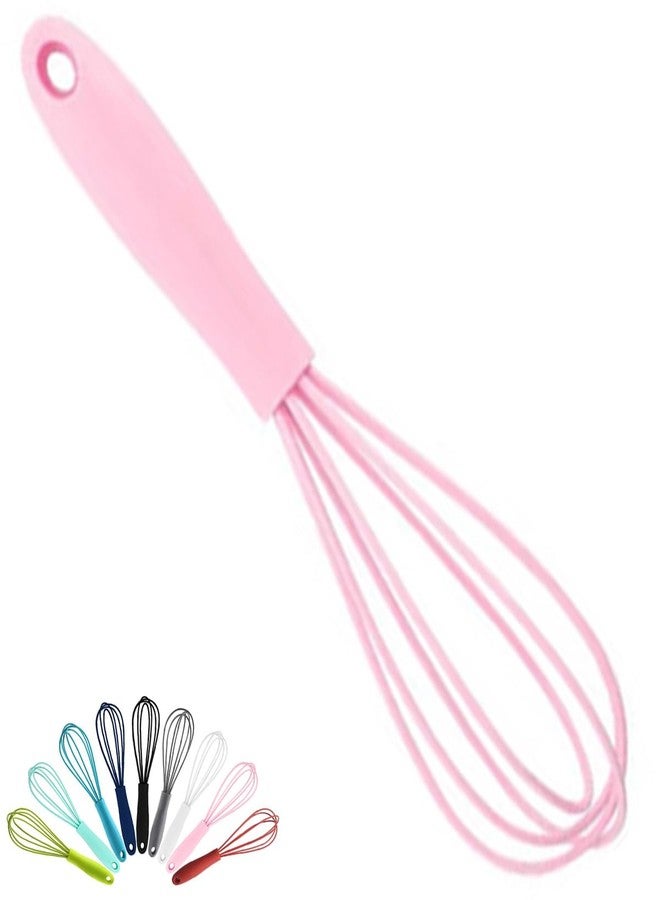 BRIIEC 1-Piece Pink Silicone Mini Baking Whisk BRIIEC 6.89-inch Non Stick Balloon Whisk Small Egg Beater for Beating, Mixing, Blending - Image 1