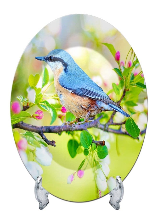 JIKRAA® Rare Handcrafted Natural Bird Ceramic Designer Plate/Platter With Stand, Decorative Plates for Living Room I 8 Inch - Image 1