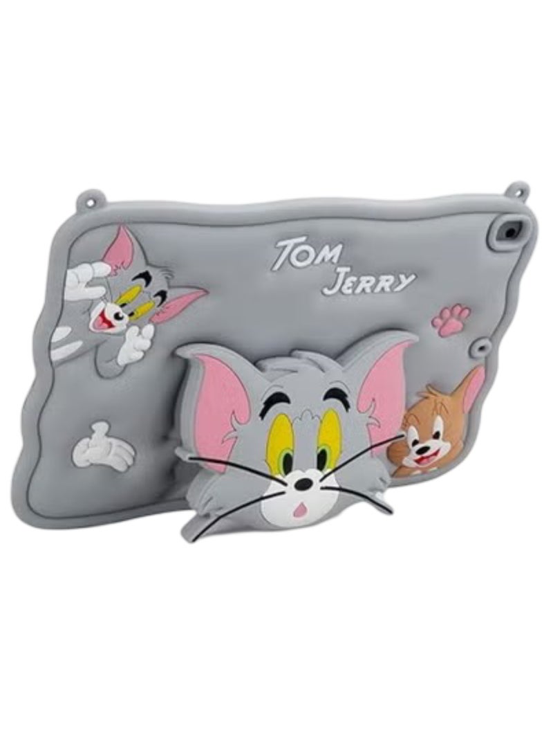 غطاء حماية سيليكون مقاوم للصدمات للأطفال بتصميم توم جيري، غطاء سيليكون مقاوم للصدمات لجهاز Air 3، غطاء حماية للأطفال من A-BEAUTY متوافق مع أجهزة iPad من الجيل التاسع/الثامن/السابع 10.2 بوصة 2021/2020/2019 / iPad Air 10.5 (الجيل الثالث 2019) / iPad Pro 10.5 بوصة 2017، غطاء حماية لطيف ثلاثي الأبعاد ناعم للأولاد والبنات والمراهقين، غطاء حماية سيليكون ثلاثي الأبعاد رائع بتصميم كرتوني - Image 1