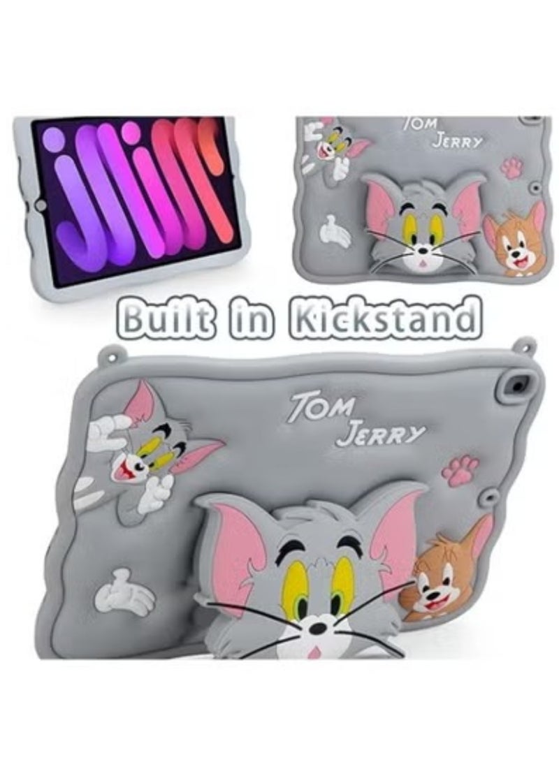 غطاء حماية سيليكون مقاوم للصدمات للأطفال بتصميم توم جيري، غطاء سيليكون مقاوم للصدمات لجهاز Air 3، غطاء حماية للأطفال من A-BEAUTY متوافق مع أجهزة iPad من الجيل التاسع/الثامن/السابع 10.2 بوصة 2021/2020/2019 / iPad Air 10.5 (الجيل الثالث 2019) / iPad Pro 10.5 بوصة 2017، غطاء حماية لطيف ثلاثي الأبعاد ناعم للأولاد والبنات والمراهقين، غطاء حماية سيليكون ثلاثي الأبعاد رائع بتصميم كرتوني - Image 2