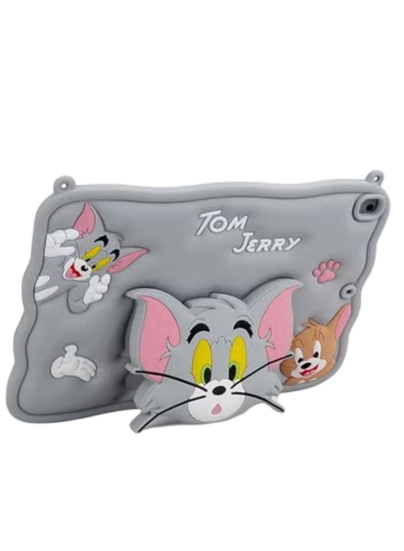 غطاء حماية سيليكون مقاوم للصدمات للأطفال بتصميم توم جيري، غطاء سيليكون مقاوم للصدمات لجهاز Air 3، غطاء حماية للأطفال من A-BEAUTY متوافق مع أجهزة iPad من الجيل التاسع/الثامن/السابع 10.2 بوصة 2021/2020/2019 / iPad Air 10.5 (الجيل الثالث 2019) / iPad Pro 10.5 بوصة 2017، غطاء حماية لطيف ثلاثي الأبعاد ناعم للأولاد والبنات والمراهقين، غطاء حماية سيليكون ثلاثي الأبعاد رائع بتصميم كرتوني - Image 5