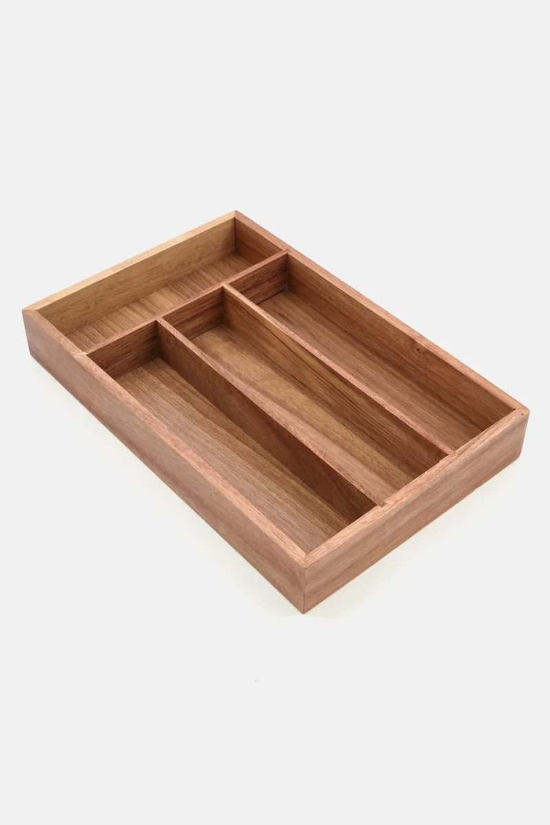 Muy Mucho Classic Acasia Wood Cutlery Organizer, Brown