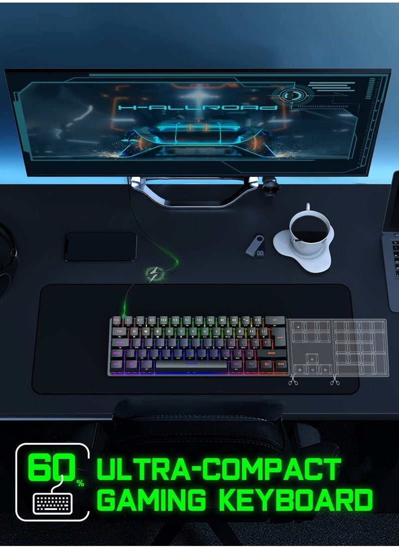 Y&D RGB Mechanical Gaming Keyboard，61 Keys USB Ergonomic Keyboard with 9 Colors Adjustable Backlights Compatible All PC, Computer, Laptop， Grade Anti Ghosting  - Image 3