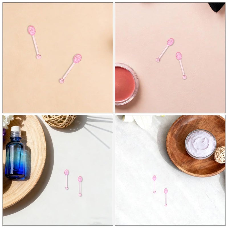 100pcs Lip Balm Applicator: Beauty Face/Eye Cream Spatula Mini Honey Dipper - Reusable Lip Gloss Applicator Spoon/Scoop/Stick for Skincare/Cosmetic/Makeup Jar, Pink - Image 3