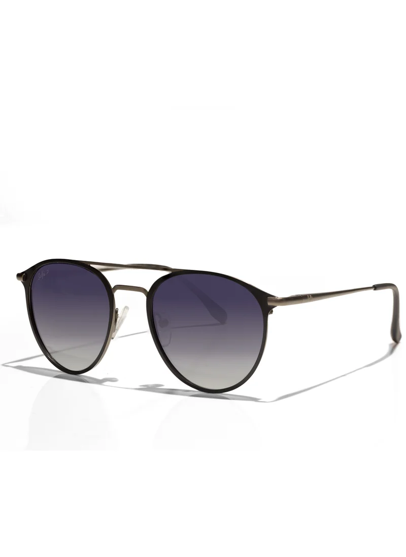 سيلفي Selfie Polarized Black Lense Black Metal Frame Sunglasses, SE8260-C2
