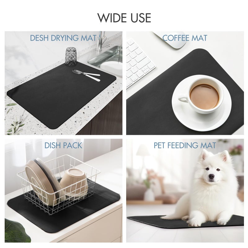 ZEAVOLA Drying Mat for Kitchen Countertops, Coffee Mat Hide Stain Rubber Backed Absorbent Dish Drying Mat - Image 3