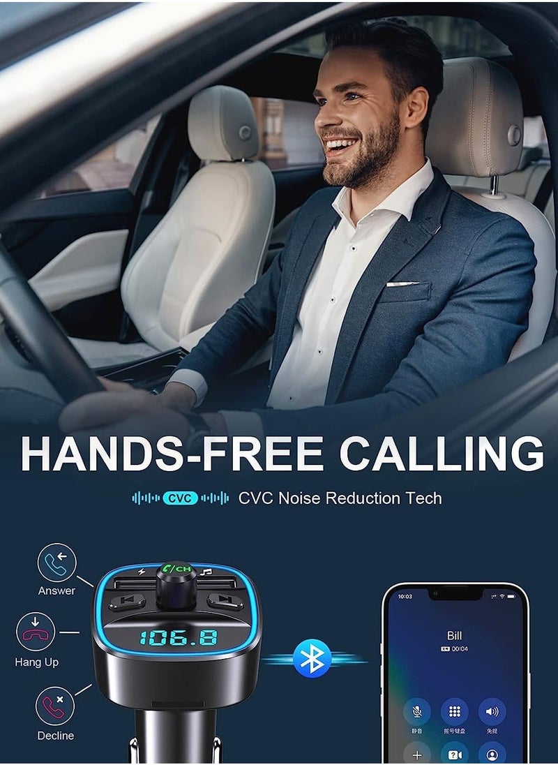 Raxoom FM Transmitter, Bluetooth Music, Wireless Wireless Radio Adapter Car Kit with Dual USB Charging Car Charger MP3 Support U Disk/TF Card - Image 4