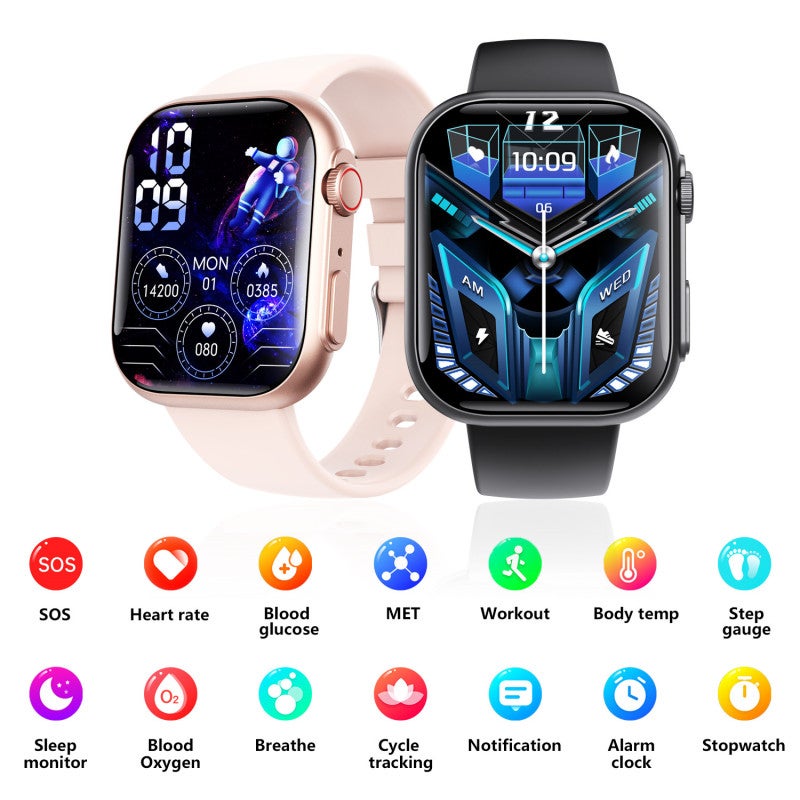 Smart Watch: 2.1 Inch HD 3D Flexible Screen - Advanced Health Monitoring Mode Wearable Glucose Monitor for 24/7 Fitness Tracking, Daily Use, iOS 10.0+ & Android 5.0+ Users - Image 2
