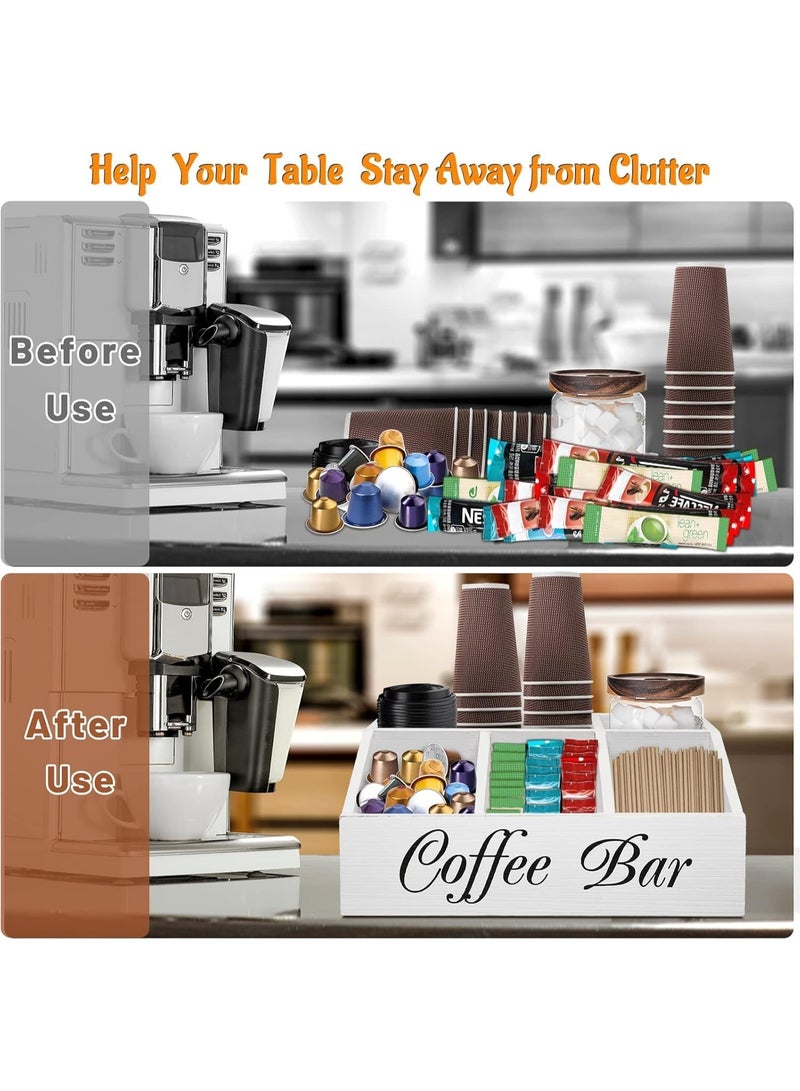 FALAHOM Coffee Station Organizer, Farmhouse Wood Coffee Bar organizer Countertop for Accessories, Pod Syrup Condiment Organizer Holder - Image 5