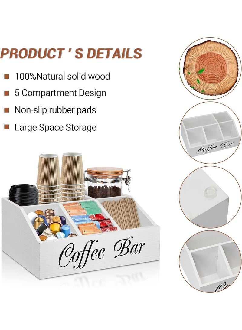 FALAHOM Coffee Station Organizer, Farmhouse Wood Coffee Bar organizer Countertop for Accessories, Pod Syrup Condiment Organizer Holder - Image 4