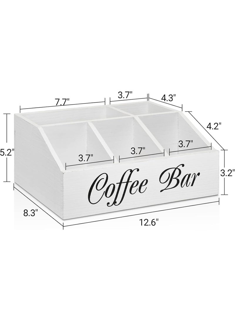 FALAHOM Coffee Station Organizer, Farmhouse Wood Coffee Bar organizer Countertop for Accessories, Pod Syrup Condiment Organizer Holder - Image 3