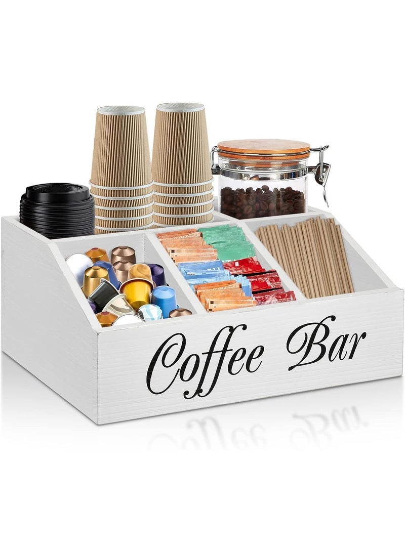 FALAHOM Coffee Station Organizer, Farmhouse Wood Coffee Bar organizer Countertop for Accessories, Pod Syrup Condiment Organizer Holder - Image 1