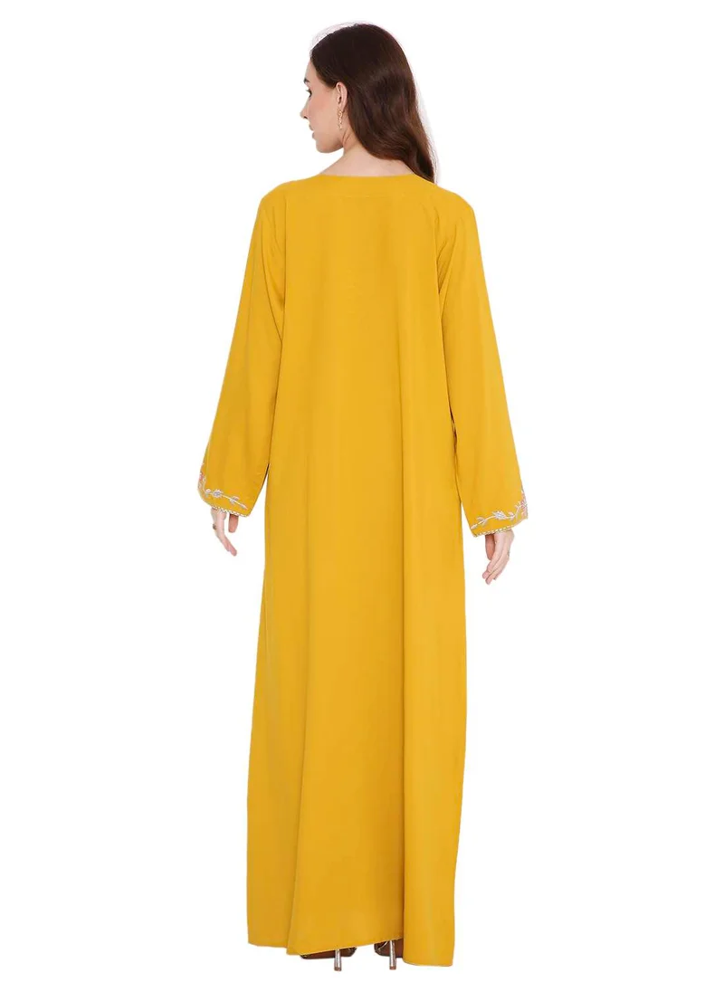 HANA & SARA LONG VISCOSE UNIQUE THREAD EMBROIDERY LONG SLEEVES ARABIC KAFTAN JALABIYA DRESSES