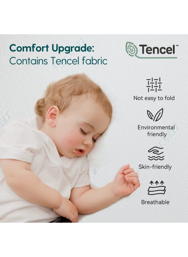 بابيليو مرتبة سرير أطفال من إسفنج الذاكرة الفاخر من بابيليو، بمرحلتين، مع بطانة مقاومة للماء وغطاء قابل للإزالة، مناسبة لسرير الأطفال القياسي باللونين الأبيض والرمادي - Image 2