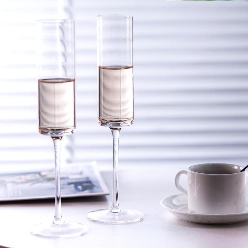 DEVKUVAR DEVKUVAR 190 ml Chelvemro Champagne Glass Set of 2 Pcs Flute Long Stem Wine Red Wine White Wine Drinking Glass Hotel Parties Bar Glasses - Image 1