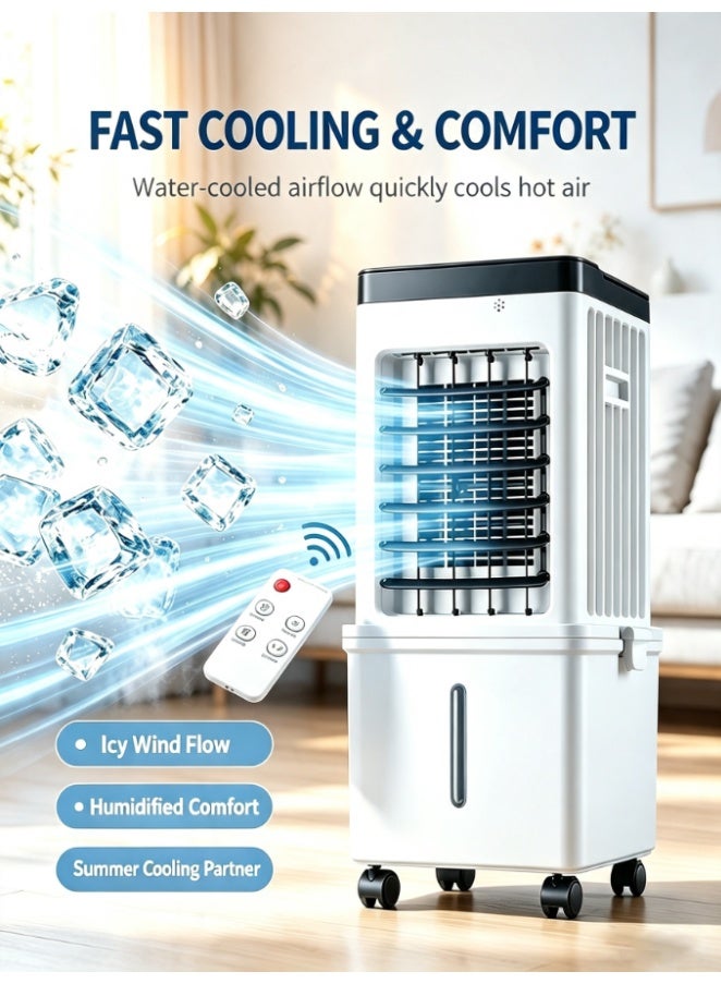 Arrangeli Portable Evaporative Air Cooler, Water Cooling Fan with Remote Control, Mobile Swamp Cooler with Wheels, Humidifying Air Cooler for Home Bedroom Office (GDS-620) - Image 1