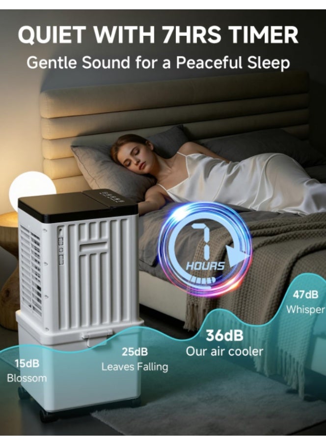 Arrangeli Portable Evaporative Air Cooler, Water Cooling Fan with Remote Control, Mobile Swamp Cooler with Wheels, Humidifying Air Cooler for Home Bedroom Office (GDS-620) - Image 4