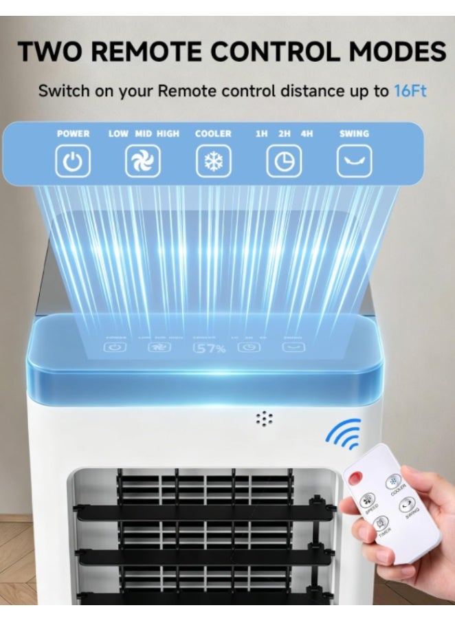 Arrangeli Portable Evaporative Air Cooler, Water Cooling Fan with Remote Control, Mobile Swamp Cooler with Wheels, Humidifying Air Cooler for Home Bedroom Office (GDS-620) - Image 5