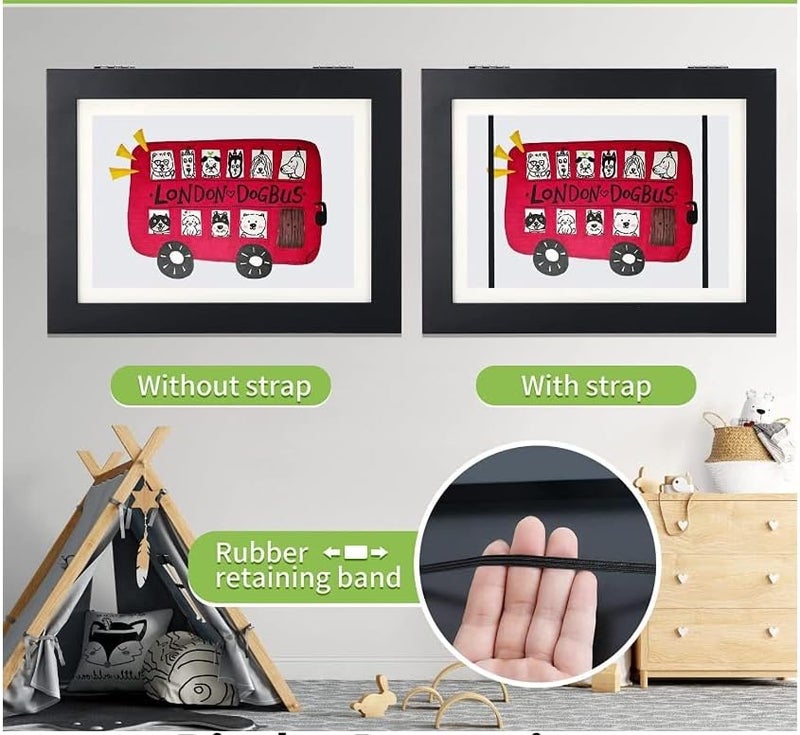 Kids Art Frame Set,2 Pack A4 Front Opening Picture Frames For Children, Kids Artwork Display Frame for Horizontal or Vertical Wall or Tabletop, Picture Display Stand for Crafts,Drawing(Black) - Image 5