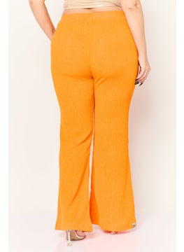 The Giving Movement Women Regular Fit Textured Wide Leg Pants, Orange  - Image 2