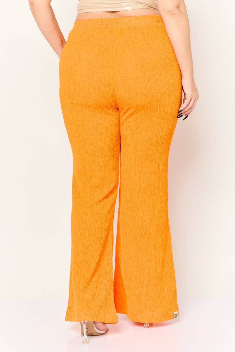 The Giving Movement Women Regular Fit Textured Wide Leg Pants, Orange - Image 2
