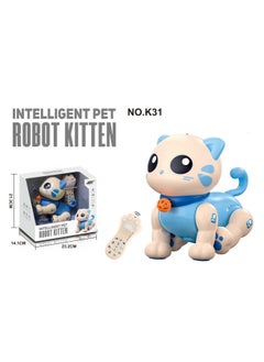 Generic Toy Intelligent Simulation K31 Cute Pet Kitten Sound And Light Music Remote Control Electric Early Education Interactive Robot Cat-Color:【k31】blue  - Image 1