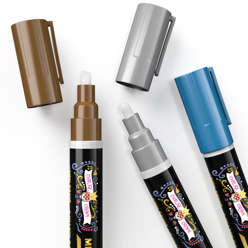 CHALKY CROWN Metallic Liquid Chalk Markers - 8 Pack with Reversible Bullet and Chisel Tips - Dust Free, Erasable, Non-Toxic - Ideal for Blackboards, Windows, and Glass - Writing Tools - Image 5