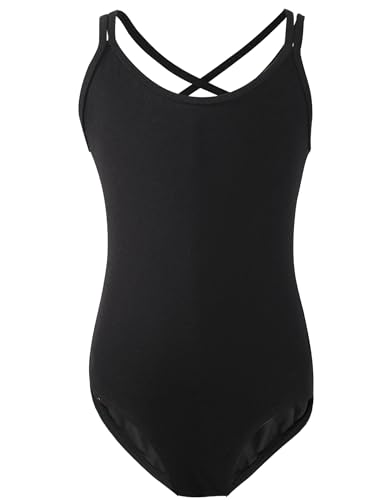 LingTing Gymnastic Leotards for Girls Black Double Strap Classics Leotard for Dance,Ballet - Image 1