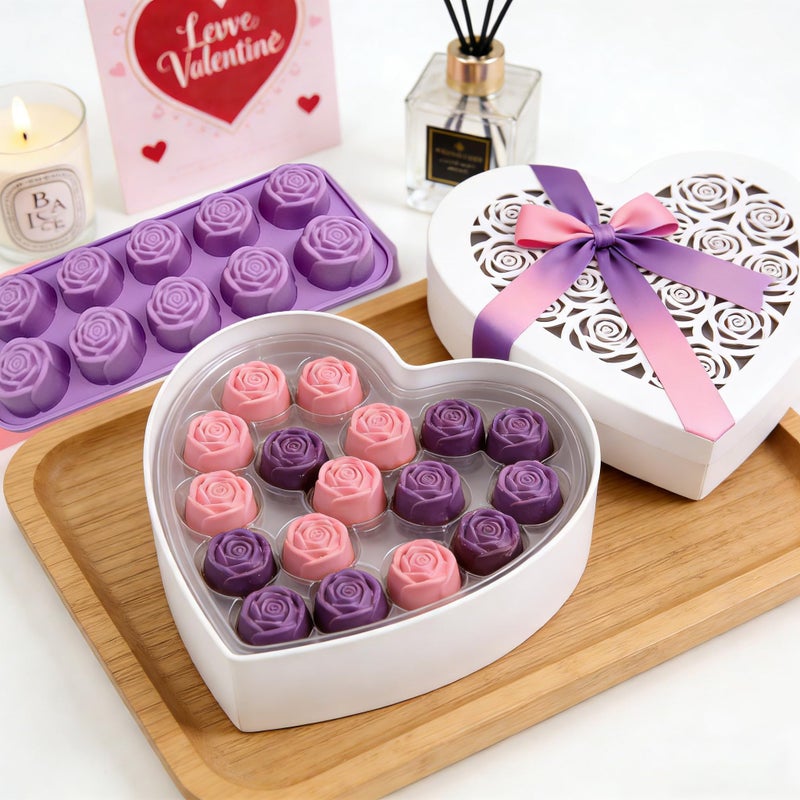 GARBODIY 2Packs Silicone Valentine Chocolate Molds 10-Cavity Rose-Shaped - Reusable Candy Mold for Truffles, Ice Cubes, Oskrieel Soap - Heat Resistant (-40Â°F to 446Â°F) - Image 3