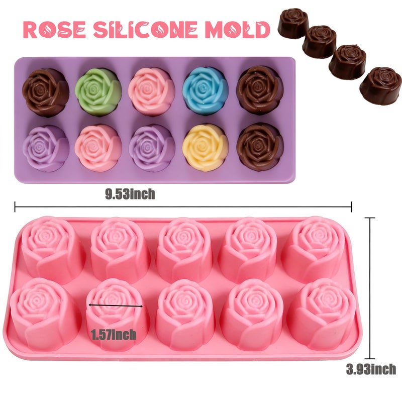 GARBODIY 2Packs Silicone Valentine Chocolate Molds 10-Cavity Rose-Shaped - Reusable Candy Mold for Truffles, Ice Cubes, Oskrieel Soap - Heat Resistant (-40Â°F to 446Â°F) - Image 2